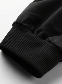 Pantaloni de trening cu imprimeu de desene animate, croială lejeră, joggeri casual cu buzunare, toamnă/iarnă - Negru - Vizualizare 4