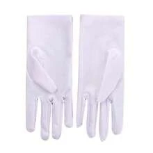 1 件时尚氨纶手套，适合驾驶、表演、骑行，耐用，适合婚礼，男女通用派对短手套，防紫外线，随机直边/波浪边 - 白色 - 查看 5