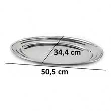 Kit With 2 Large Oval Shallow Stainless Steel Trays 50cm - 銀色 - 查看 2