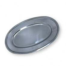 Kit With 2 Large Oval Shallow Stainless Steel Trays 50cm - 銀色 - 查看 1
