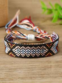 1 chiếc vòng tay bện phong cách Bohemian nhiều màu sắc, thích hợp cho phụ nữ và các cặp đôi đeo hàng ngày - Nhiều màu - Xem 10