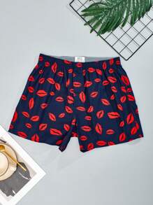 Men 3pcs Flamingo & Lip Print Boxer Brief