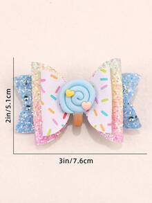 4pcs Gradient Color Hair Bow Clips For Toddlers Girls , Shining Glitter Candy Color Hair Bows ,Cute Lollipop Accessories Hair Pins ,Hair Accessories For Kids Teens ,Suitable Daily Life ,Favor Gifts - Multicolor - View 4