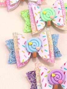 4pcs Gradient Color Hair Bow Clips For Toddlers Girls , Shining Glitter Candy Color Hair Bows ,Cute Lollipop Accessories Hair Pins ,Hair Accessories For Kids Teens ,Suitable Daily Life ,Favor Gifts - Multicolor - View 7
