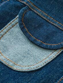 mini bala 男孩和女孩休闲装：婴儿舒适、温暖、时尚宽松小男孩牛仔夹克 - 藍色 - 查看 3