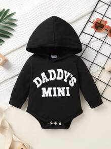 Baby Boy 2pcs Soft Comfy Cute Letter Print Hoodie And Solid Letter Print Pants Outfit, Suitable For Casual, Daily, Holiday, Party Wear