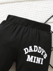 Baby Boy 2pcs Soft Comfy Cute Letter Print Hoodie And Solid Letter Print Pants Outfit, Suitable For Casual, Daily, Holiday, Party Wear