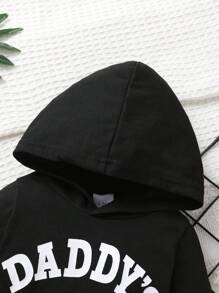Baby Boy 2pcs Soft Comfy Cute Letter Print Hoodie And Solid Letter Print Pants Outfit, Suitable For Casual, Daily, Holiday, Party Wear