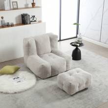 Fluffy Bean Bag Chair, Comfortable Bean Bag For Adults And Children, Super Soft Lazy Sofa Chair With Memory Foam And Ottoman, Indoor Modern Focus Bean Bag Chair For Living Room, Bedroom, Apartment