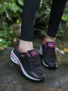 Women's Breathable Running Sneakers, Cushioned Shock Absorbing Lace Up Casual Travel Dance Shoes For Outdoor Activities, Multi-Season