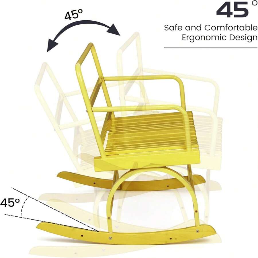 2-Person Rocking Chair, Ironwood With Dual-Mode, Ergonomic, Wide Wooden ...