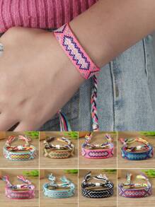 1 chiếc vòng tay bện phong cách Bohemian nhiều màu sắc, thích hợp cho phụ nữ và các cặp đôi đeo hàng ngày - Nhiều màu - Xem 2