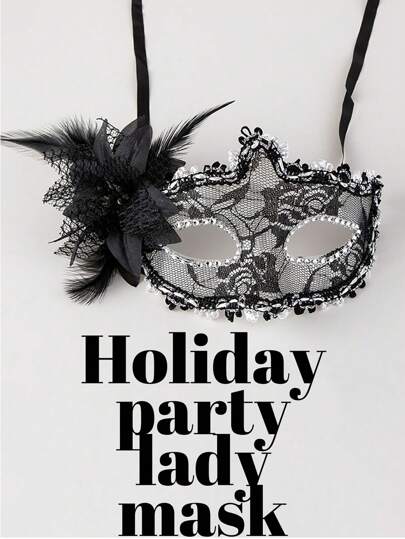 1/2/3pcs,Black Lace Half Face Masquerade Mask With Feathers - Women's Halloween Costume Accessories For Parties And Festivals, Perfect For Christmas And Carnival Celebrations, Queen Style Eye Mask For Formal Events And Dress-Up