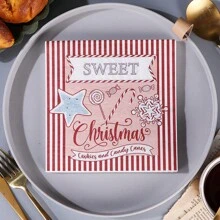 20pcs/Bag Christmas Napkins Sweet Christmas Pattern 6.5-Inch Two-Layer Pure Wood Pulp Kitchen Paper Suitable For Christmas Party Decoration Restaurant Kitchen Supplies
