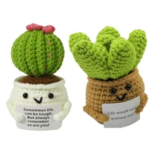 1pc Crocheted Cactus Plant Decor, All-Season Friendly Potato Doll Plush Doll, Cute Emotional Support Desk Ornament, Beautiful Gift For Friends, Car Accessories, DIY Pendant