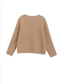 Korean Style V-Neck Solid Color Loose Fit Casual Cardigan For Women