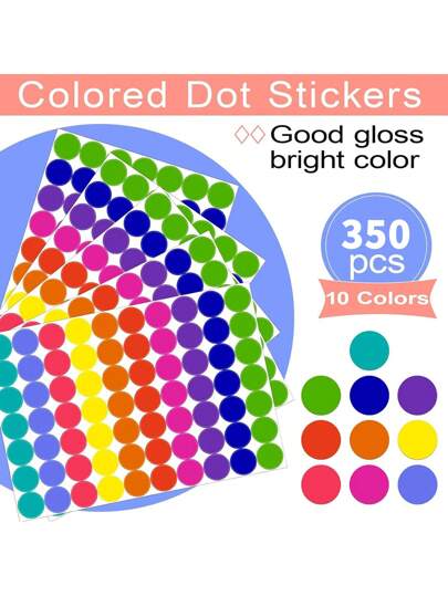 10 Vibrant Colors 1400 Adhesive Dots Removable Color Coding Dot Stickers - Non-Fade Round Labels For Organization, Planning, Sorting - Perfect For Office, Classroom, Journals, Planners Scrapbook Supplies Funny Stickers Laptop Stickers Kindle Phone Stickers