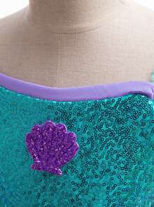 Sequin Colorblock Bishop Sleeve Princess Dress Suitable For Party, Young Girl - Blue - View 4