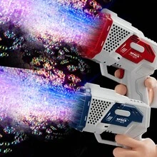1 conjunto de Pistola de Bolhas Automática Portátil com 40 Furos para Crianças, Soprador de Bolhas para Festa Ao Ar Livre com Luzes de LED para Meninos e Meninas (Inclui Solução de Bolhas) - Multicolorido - Visão 1