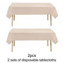 2pcs Plastic Disposable Table Cover, Minimalist Solid Color White Disposable Tablecloth For Party,