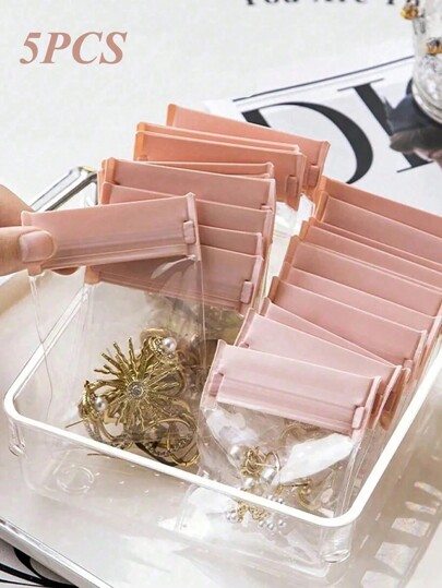 Juego de 5 bolsas de almacenamiento de joyas transparentes con cierre de cremallera y autocierre de PVC, bolsas herméticas y a prueba de polvo para joyas, anillos y collares, adecuado para Halloween, Navidad, Acción de Gracias y vuelta al colegio