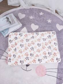 1pc Coral Fleece Paw Print Pattern Warm Washable Pet Pad, Suitable For Mini And Extra Small Cats/Dogs, All Season Sleeping Mat (Please Note: This Is A Thin Pad Without Filling, Only Suitable For Small Pets! Recommend Buying One Size Larger For More Comfort. After Receiving, Please Manually Fluff And Place For 3-5 Days To Restore The Original State) - Pink - View 7
