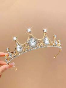 1 szt. Vintage Rhinestone Tiara-królewska korona ślubna dla panny młodej, elegancka księżniczka świąteczna korona kostium opaska na głowę akcesorium do włosów z kryształem, lśniąca korona królowej nadaje się na prezenty świąteczne dla dziewcząt na cosplay i imprezę halloweenową