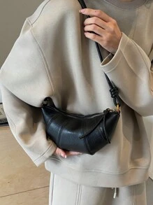 New Stylish Women Retro Simple Dumpling/Crescent Shaped Handbag Shoulder Messenger Bag Purse For Autumn & Winter