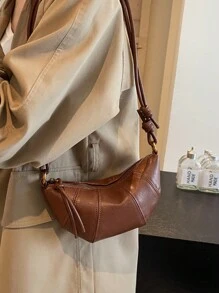 New Stylish Women Retro Simple Dumpling/Crescent Shaped Handbag Shoulder Messenger Bag Purse For Autumn & Winter