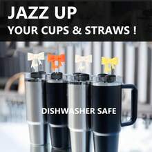 Nắp ống hút hình nơ silicon dễ thương 0,4in, nắp ống hút chống bụi có thể tái sử dụng, mặt dây chuyền cá nhân hóa cho cốc, nắp ống hút hình nơ 0,4 in/10mm tương thích với cốc đựng 30&40 oz, nhà bếp, quà tặng Giáng sinh - nắp rơm - Xem 6