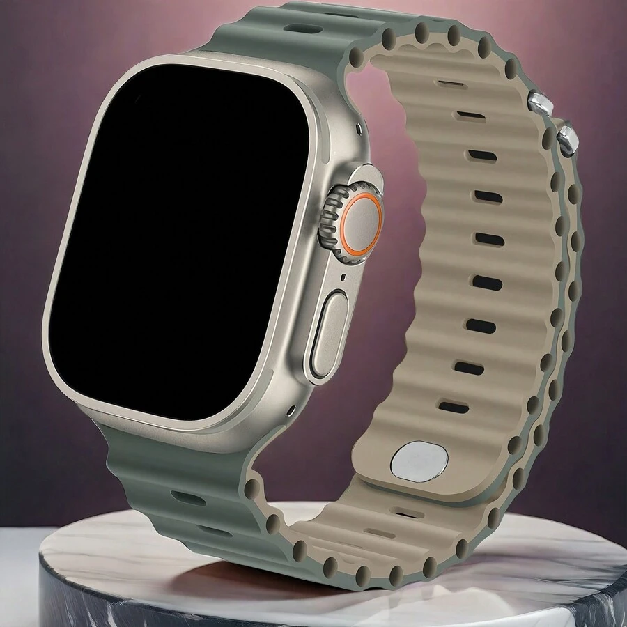 1 条海洋风格表带兼容 49/46/45/44/42/41/40/38 毫米 Apple Watch 表带，适用于 10/9/8/7/6/5/4/2/2/1 系列，男女皆宜
