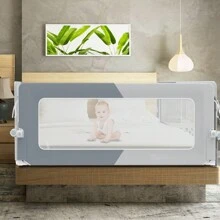 YUENFONG Sponda letto, sponda protettiva per letto, portatile, 150 cm, sponda pieghevole per bambini, sponda per lettino per bambini, pieghevole, portatile, lettino anticaduta per neonati e bambini nel letto dei genitori, 150/180/200 cm, grigio/ grigio melange - Grigio Chiaro - Visualizzare 4