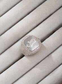 1 chiếc nhẫn hở mạ vàng 18K thời trang hip hop đính đá toàn bộ hình chữ cái tiếng Ả Rập dành cho nữ (chỉ có chữ cái tiếng Ả Rập) - Bạc - Xem 26