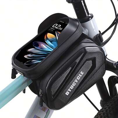 Fahrrad-Rahmentasche, wasserdichte EVA gepolsterte Vorderrohr-Fahrradtasche, Fahrrad-Handyhalterung Zubehör