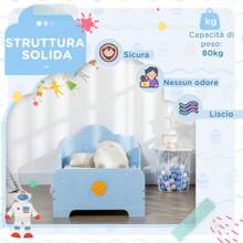 Zonekiz Letto per Bambini con Sponde Anti-Caduta, Lettino per Bambini Età 3-6 Anni con Fantasia Spaziale, 143x74x59cm, Azzurro