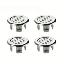 4pcs/Pack Plastic Bathroom Kitchen Basin Sink, Overflow Cover Ring Insert Replacement, Chrome Hole Round Drain Cap, Basin Accessory Kitchen Items Kitchen Accessories Kitchen Tools - Silver - View 2