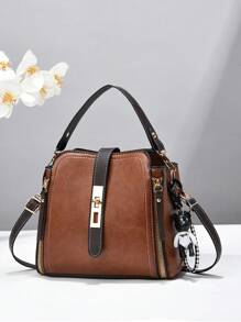 PLANEE 复古顶级单手提小方包，经典款，卡通斜挎包带锁，适合日常使用，可肩背、斜挎或手提，配有吊饰，可拆卸肩带水桶包，有史以来最好的母亲节礼物