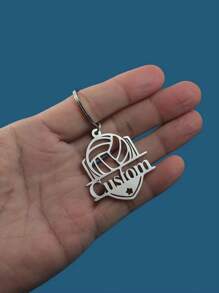 A Stainless Steel Custom Volleyball Keychain Personalized Custom Name Keychain Fashion Jewelry Gift To A Friend - Silver - View 3