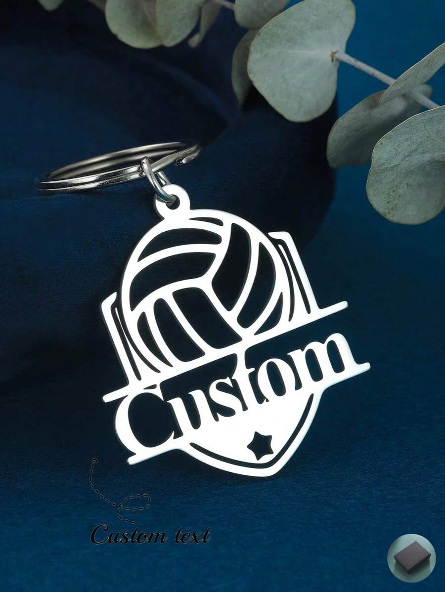 A Stainless Steel Custom Volleyball Keychain Personalized Custom Name Keychain Fashion Jewelry Gift To A Friend - Silver - View 1
