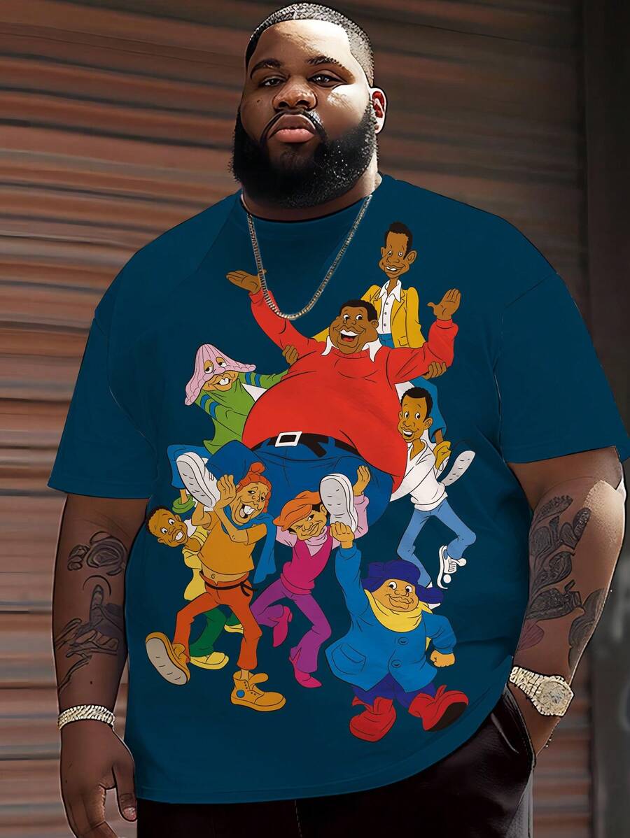 Men's Fun Family Printed T-Shirt, Casual Short-Sleeved Crew Neck T-Shirt, Men's Outdoor