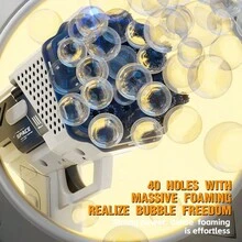 1 conjunto de Pistola de Bolhas Automática Portátil com 40 Furos para Crianças, Soprador de Bolhas para Festa Ao Ar Livre com Luzes de LED para Meninos e Meninas (Inclui Solução de Bolhas) - Multicolorido - Visão 4