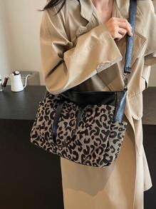 The New Atmospheric Fashion Exquisite Tote Bag Leisure Commuting High-Volume Popular Leopard Print Shoulder Shoulder Tote Bag, Cheetah Print Bag For Women Leopard Comeback