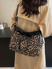 The New Atmospheric Fashion Exquisite Tote Bag Leisure Commuting High-Volume Popular Leopard Print Shoulder Shoulder Tote Bag, Cheetah Print Bag For Women Leopard Comeback