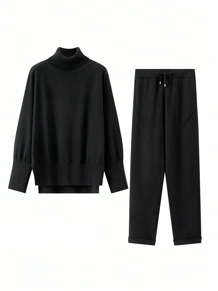 GIGOGOU Autumn Winter Women Sweater Tracksuit 2 Pieces Knit Pants Set