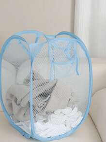 1pc Cesto de roupa dobrável, cesto de malha para armazenamento de roupas sujas