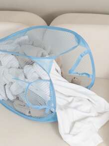 1pc Cesto de roupa dobrável, cesto de malha para armazenamento de roupas sujas