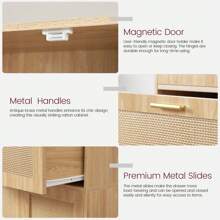 SLINEMO Kitchen Pantry Storage Cabinet, Tall Freestanding Cupboard With 1 Large Drawer, 2 Adjustable Shelves, For Dining Room, Living Room, Laundry, White - 自然的 - 查看 5