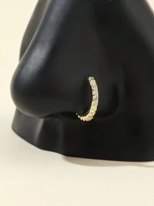 女士方晶锆石假鼻环铜质圆形软骨耳环穿孔身体饰品