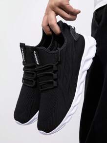 Zapatillas De Deporte Para Correr Para Hombre Zapatillas Deportivas Atléticas Casuales De Malla Transpirable Zapatos De Tenis De Gimnasio Cómodos Y Ligeros Para Caminar Y Jogging En Negro Y Blanco