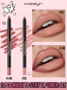 Misslyn 2 Pcs Made To Stay Lip Liner Set.Made To Stay Lip Liner, Longwear Rich Lip Colors, Sharpenable Gel Lip Pencil,Smooth Application, Natural Finish, Highly Pigmented Natural Lip Makeup